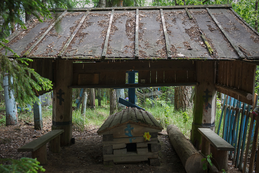 На обратном пути на одном из деревенских кладбищ нахожу ещё одну памятную могилу — отца Серапиона